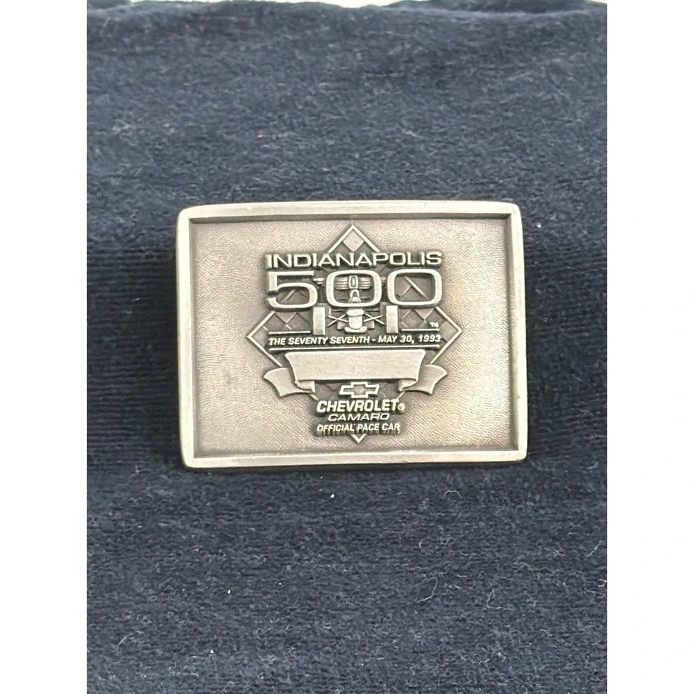 Vtg 1993 Indianapolis 500 Chevrolet Camaro Pace‎ Car Pewter Belt Buckle 226/500
